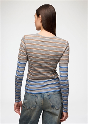 Soft cotton rib long sleeve double layer Strong Blue A1040472 Ganni 